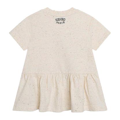 Beige - Back - Kenzo Baby Girls Logo Crew Neck T-Shirt Dress