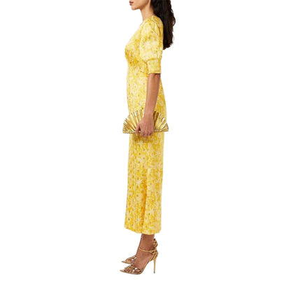 Yellow - Pack Shot - Never Fully Dressed Womens-Ladies May All-Over Print Maxi Dress