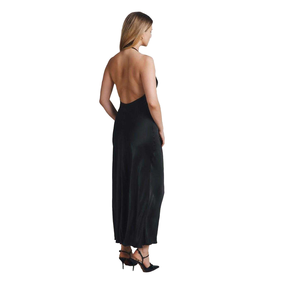 Black - Back - Ghost Womens-Ladies Halter Neck Slim Slip Dress