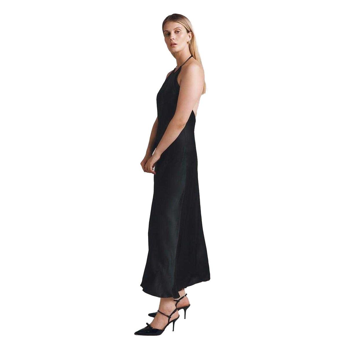 Black - Lifestyle - Ghost Womens-Ladies Halter Neck Slim Slip Dress