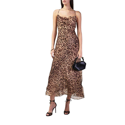 Brown - Pack Shot - Bardot Womens-Ladies Leopard Print Cowl Neck Maxi Dress