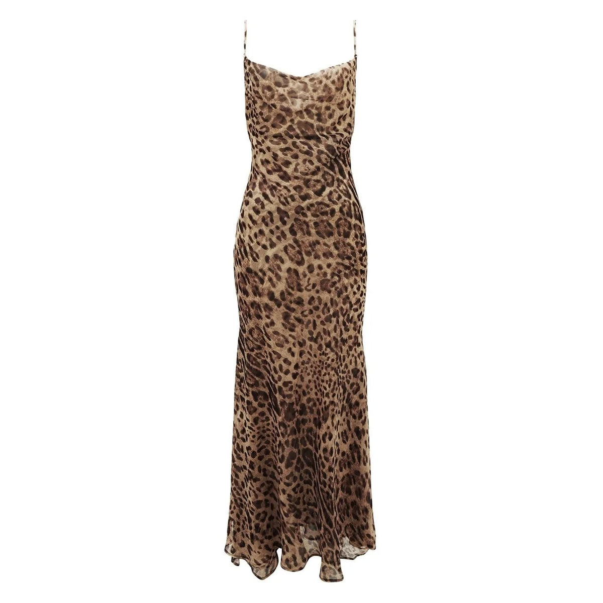 Brown - Front - Bardot Womens-Ladies Leopard Print Cowl Neck Maxi Dress