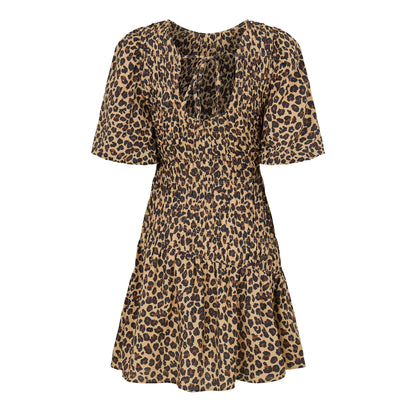 Brown - Back - Never Fully Dressed Womens-Ladies Leopard Print Mini Dress