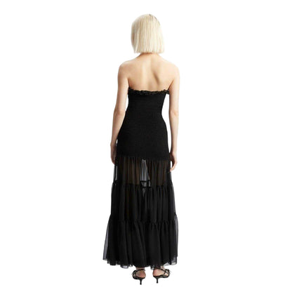 Black - Back - Bardot Womens-Ladies Tiered Maxi Dress