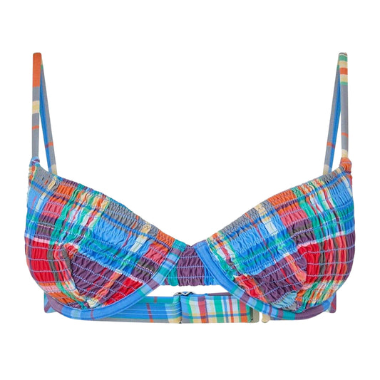 Multicoloured - Front - Ralph Lauren Womens-Ladies Glen Plaid Bikini Top