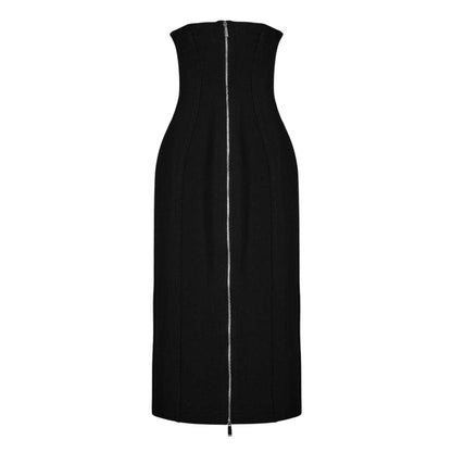 Black - Back - Off White Womens-Ladies Bodycon Midi Dress