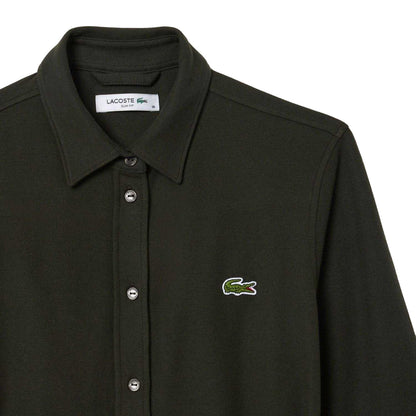 Green - Pack Shot - Lacoste Womens-Ladies Pique Belted Shirt Dress