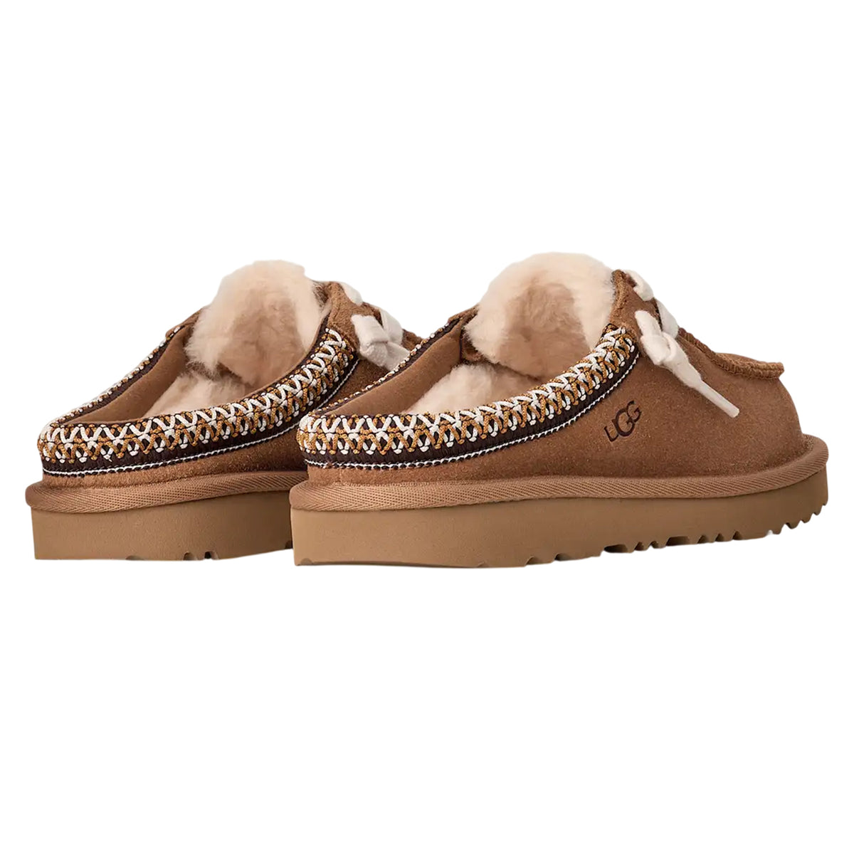 Chestnut - Back - UGG Childrens-Kids Tasman Suede Mule Slippers