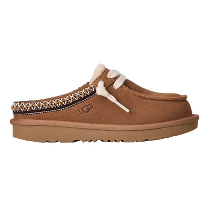 Chestnut - Front - UGG Childrens-Kids Tasman Suede Mule Slippers