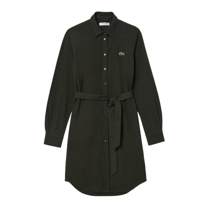 Green - Front - Lacoste Womens-Ladies Pique Belted Shirt Dress