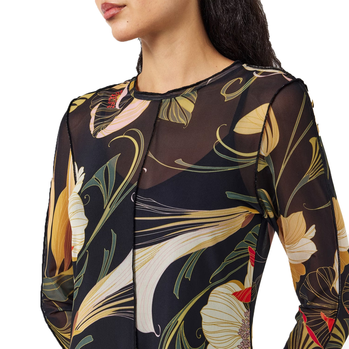 Black - Side - Ted Baker Womens-Ladies Sheer Fabric Regular Mini Dress