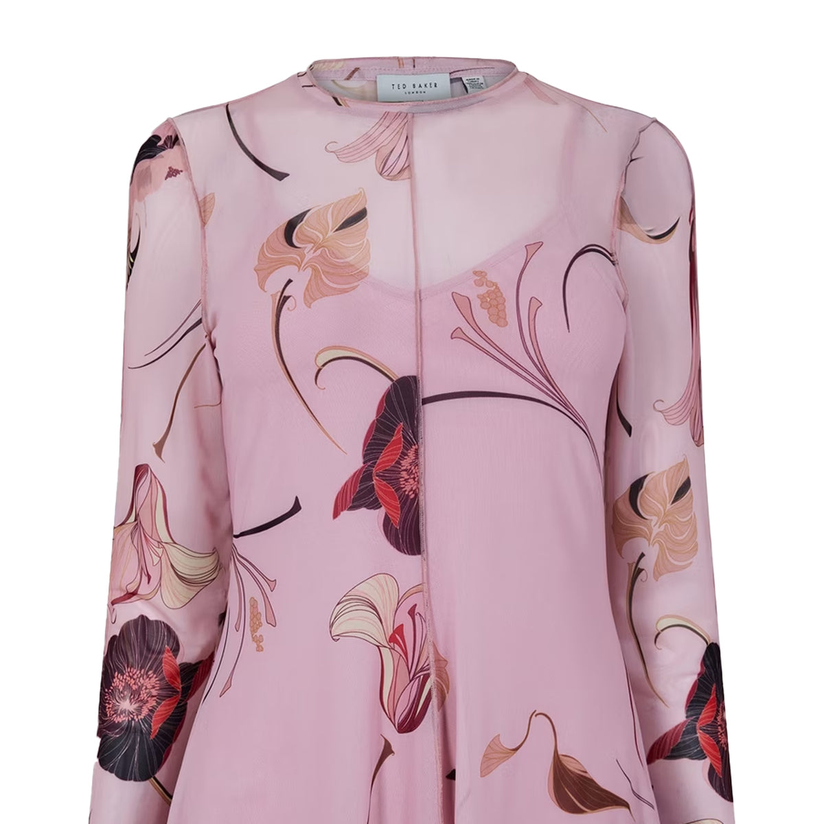 Light Pink - Side - Ted Baker Womens-Ladies Sheer Fabric Regular Mini Dress