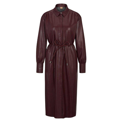 Red - Front - Boss Womens-Ladies Dibanora Collared Midi Shirt Dress