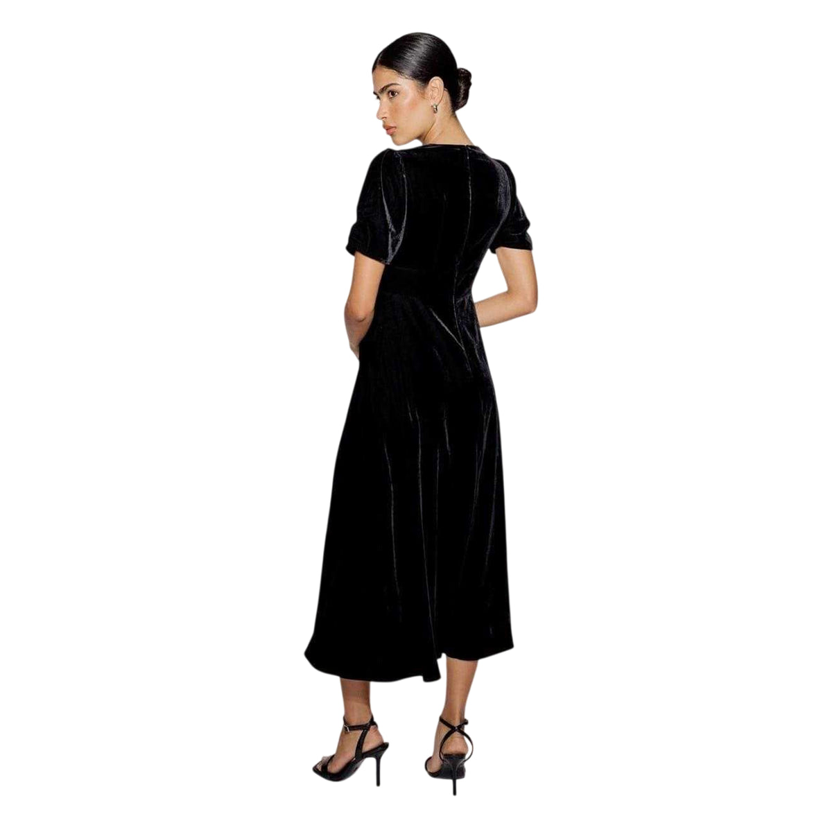Black - Back - Nobody´s Child Womens-Ladies Eleanor Velvet Puff Sleeve Midi Dress