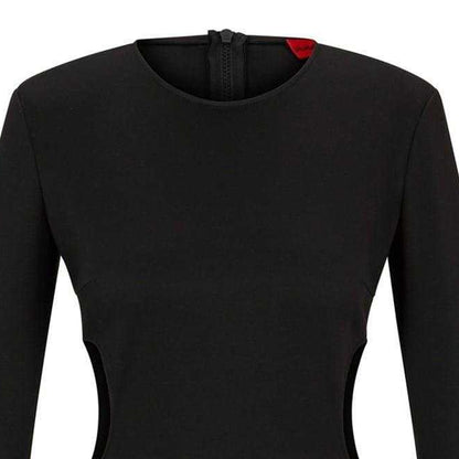 Black - Back - Hugo Womens-Ladies Kemila Crew Neck Bodycon Dress