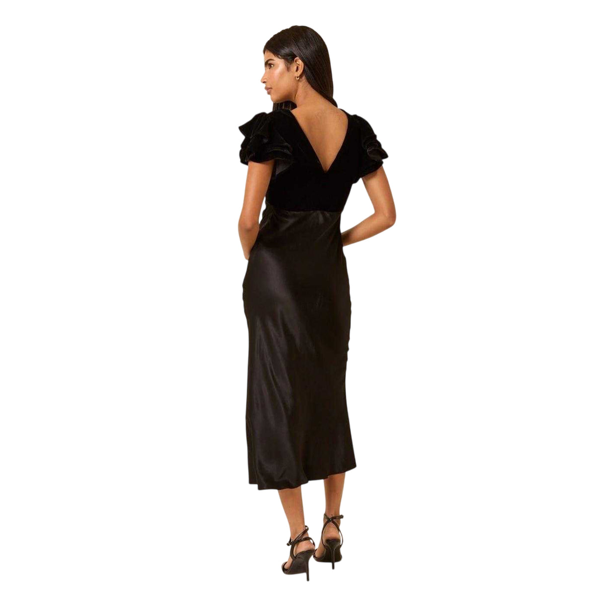 Black - Back - Nobody´s Child Womens-Ladies Lola Velvet Ruffle Midi Dress
