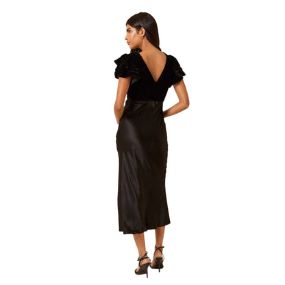 Black - Back - Nobody´s Child Womens-Ladies Lola Velvet Ruffle Midi Dress