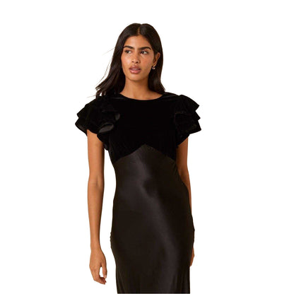 Black - Side - Nobody´s Child Womens-Ladies Lola Velvet Ruffle Midi Dress