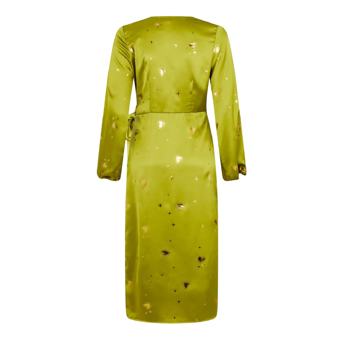 Lime - Back - Never Fully Dressed Womens-Ladies Vienna Balloon Sleeve Wrap Dress