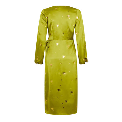 Lime - Back - Never Fully Dressed Womens-Ladies Vienna Balloon Sleeve Wrap Dress