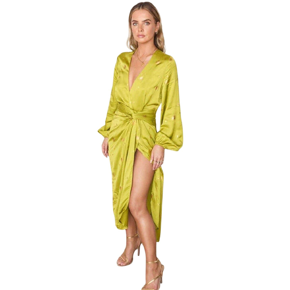 Lime - Lifestyle - Never Fully Dressed Womens-Ladies Vienna Balloon Sleeve Wrap Dress