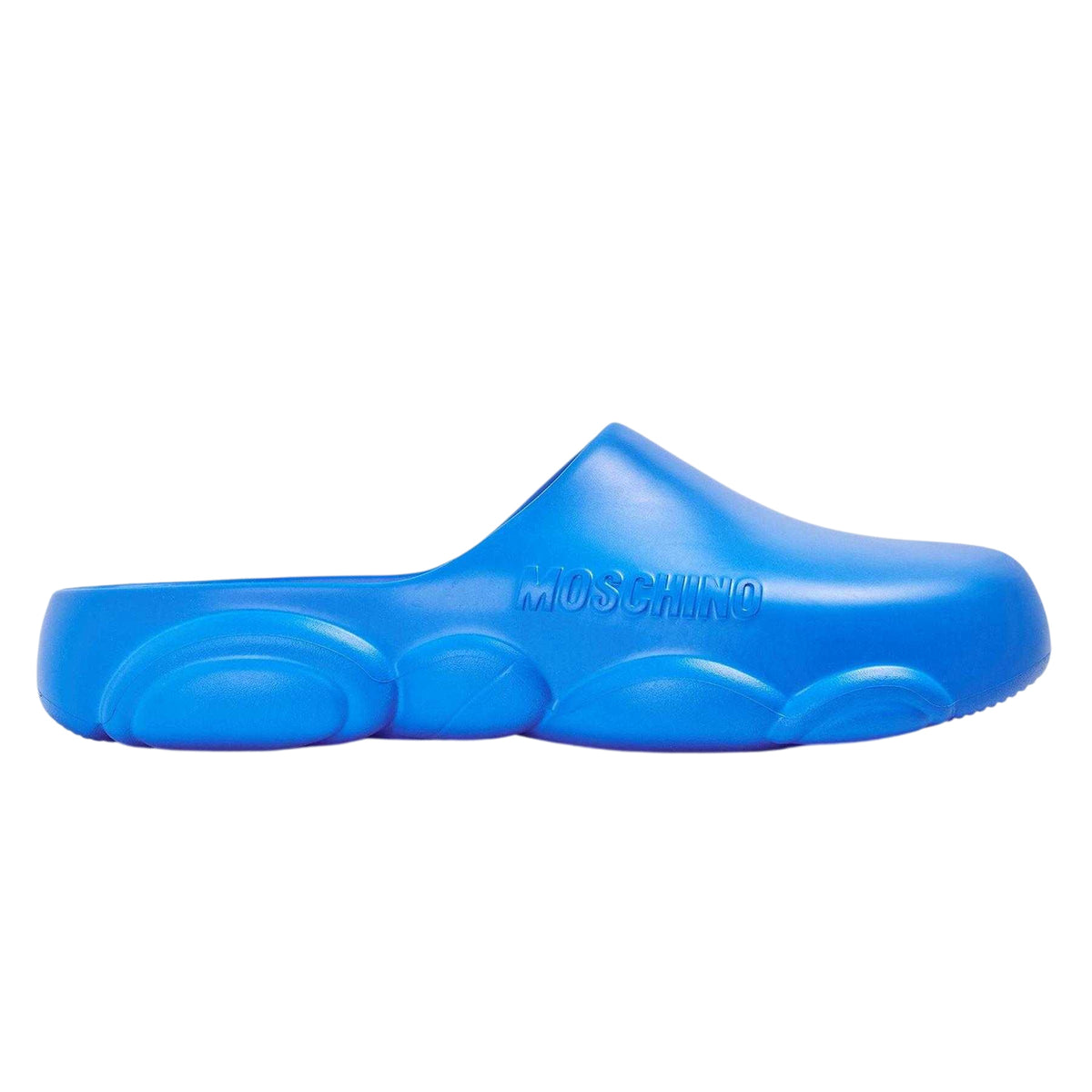 Blue - Front - Moschino Unisex Adult Moschino Slip-on Flat Clogs