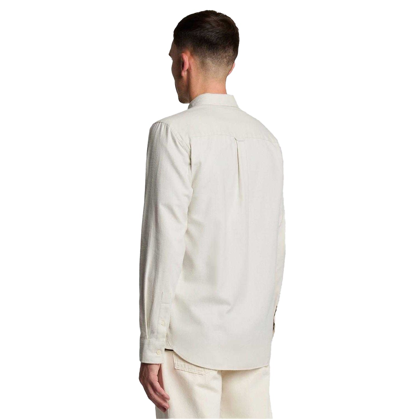 Beige - Back - Lyle & Scott Mens Plain Flannel Shirt