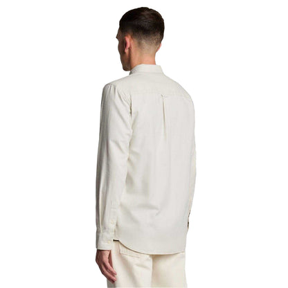 Beige - Back - Lyle & Scott Mens Plain Flannel Shirt
