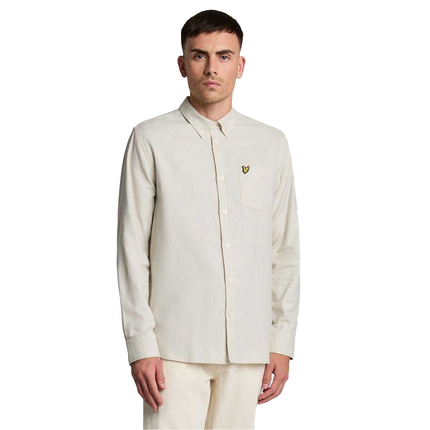 Beige - Front - Lyle & Scott Mens Plain Flannel Shirt