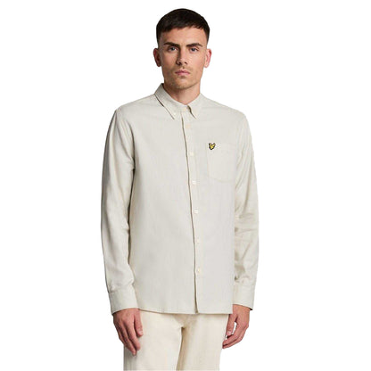 Beige - Front - Lyle & Scott Mens Plain Flannel Shirt