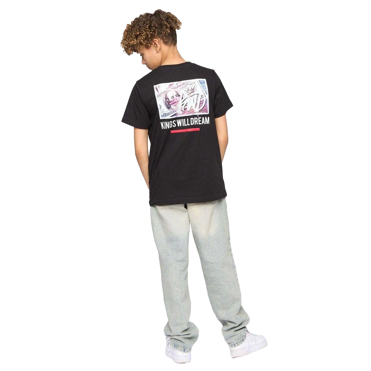 Black - Back - Kings Will Dream Childrens-Kids Dollar Bill T-Shirt