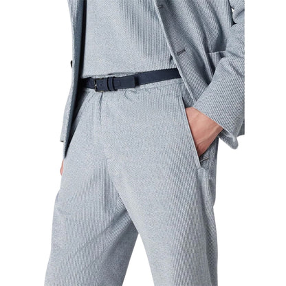 Blue - Side - Emporio Armani Mens Tapered Leg Trousers