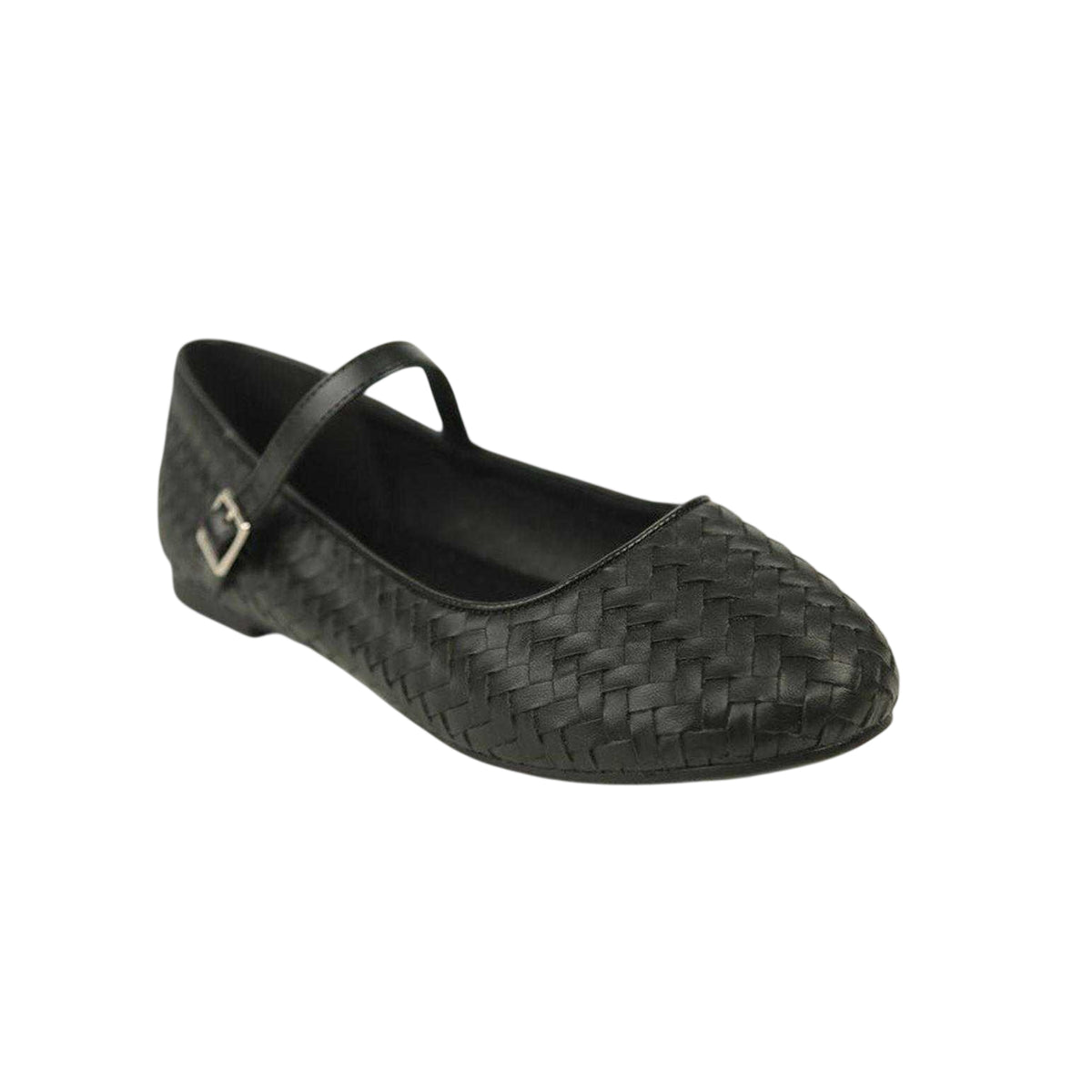 Black - Lifestyle - Where´s That From Womens-Ladies Basket Weave Flat Mary Janes