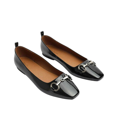 Black Patent - Back - Where´s That From Womens-Ladies Snaffle Detail Ballet Flats