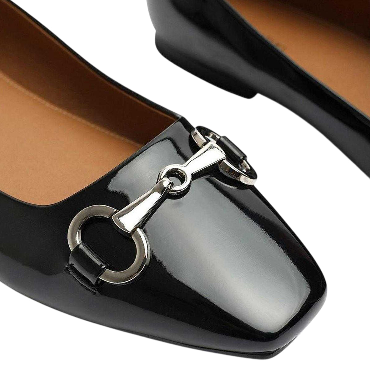 Black Patent - Side - Where´s That From Womens-Ladies Snaffle Detail Ballet Flats