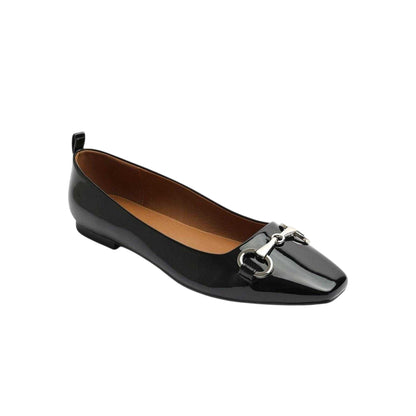 Black Patent - Front - Where´s That From Womens-Ladies Snaffle Detail Ballet Flats