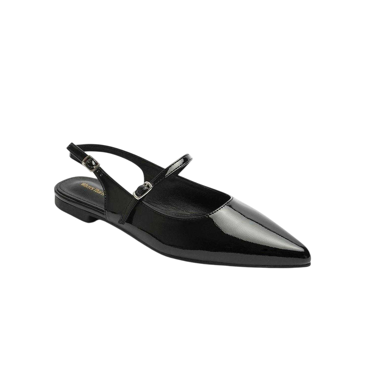 Black Patent - Back - Where´s That From Womens-Ladies Open Back Ballet Flats