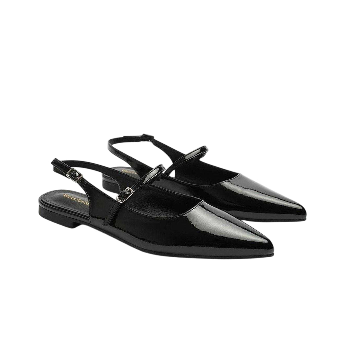 Black Patent - Side - Where´s That From Womens-Ladies Open Back Ballet Flats