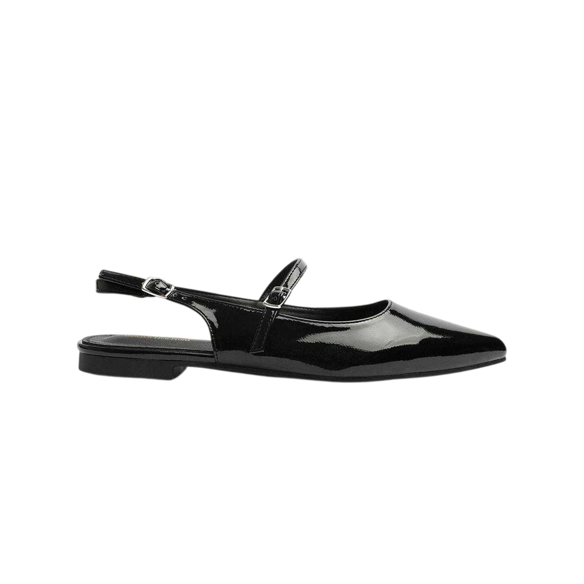 Black Patent - Front - Where´s That From Womens-Ladies Open Back Ballet Flats