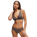 Brown - Side - Boss Womens-Ladies Monogram Jacquard Bikini Bottoms