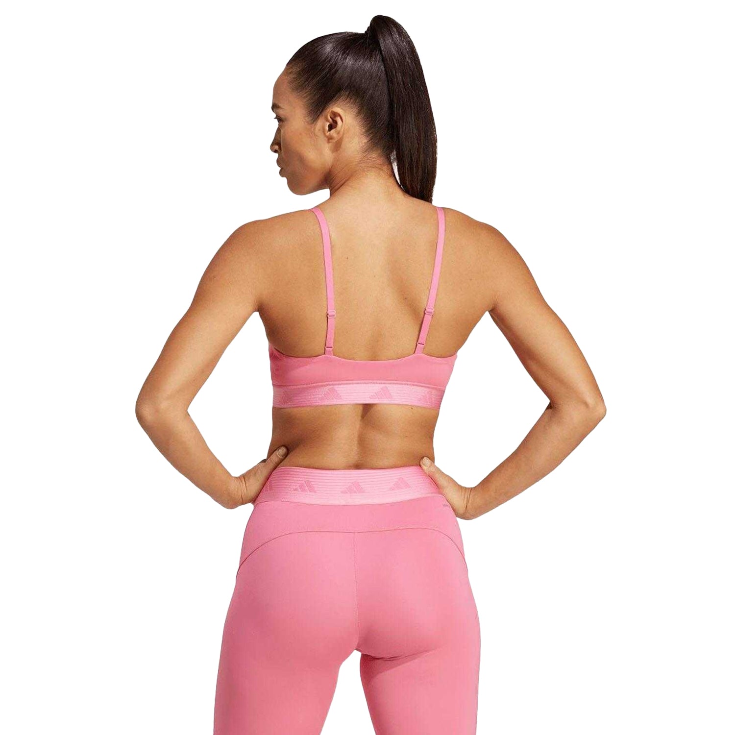 Pink Fusion-Bliss Pink - Back - Adidas Womens-Ladies Hyperglam Bralette