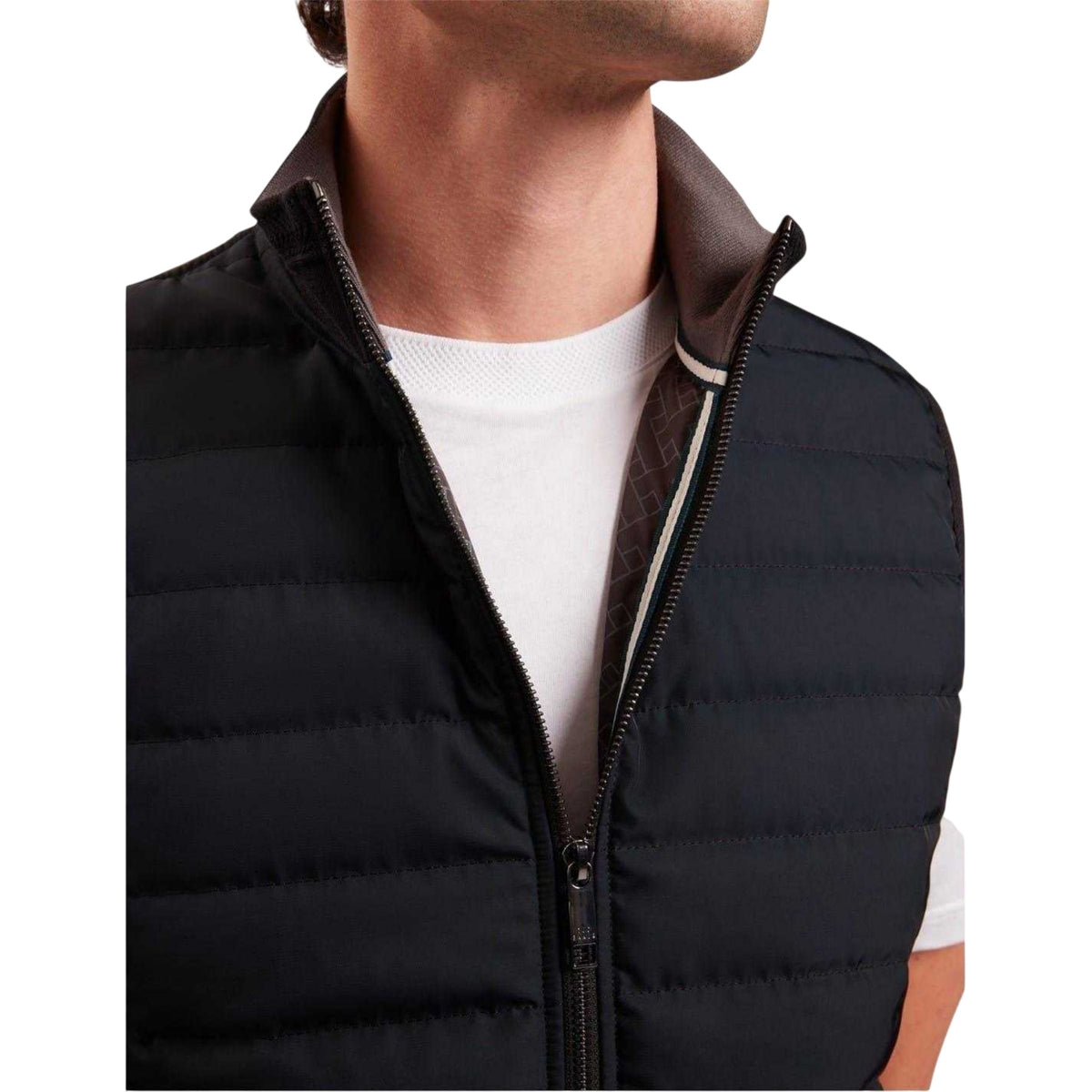 Navy - Side - Ted Baker Mens Quilted Gilet