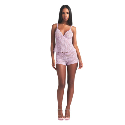 Baby Pink - Lifestyle - Skims Womens-Ladies Lace Stretch Triangle Cups Lingerie Set