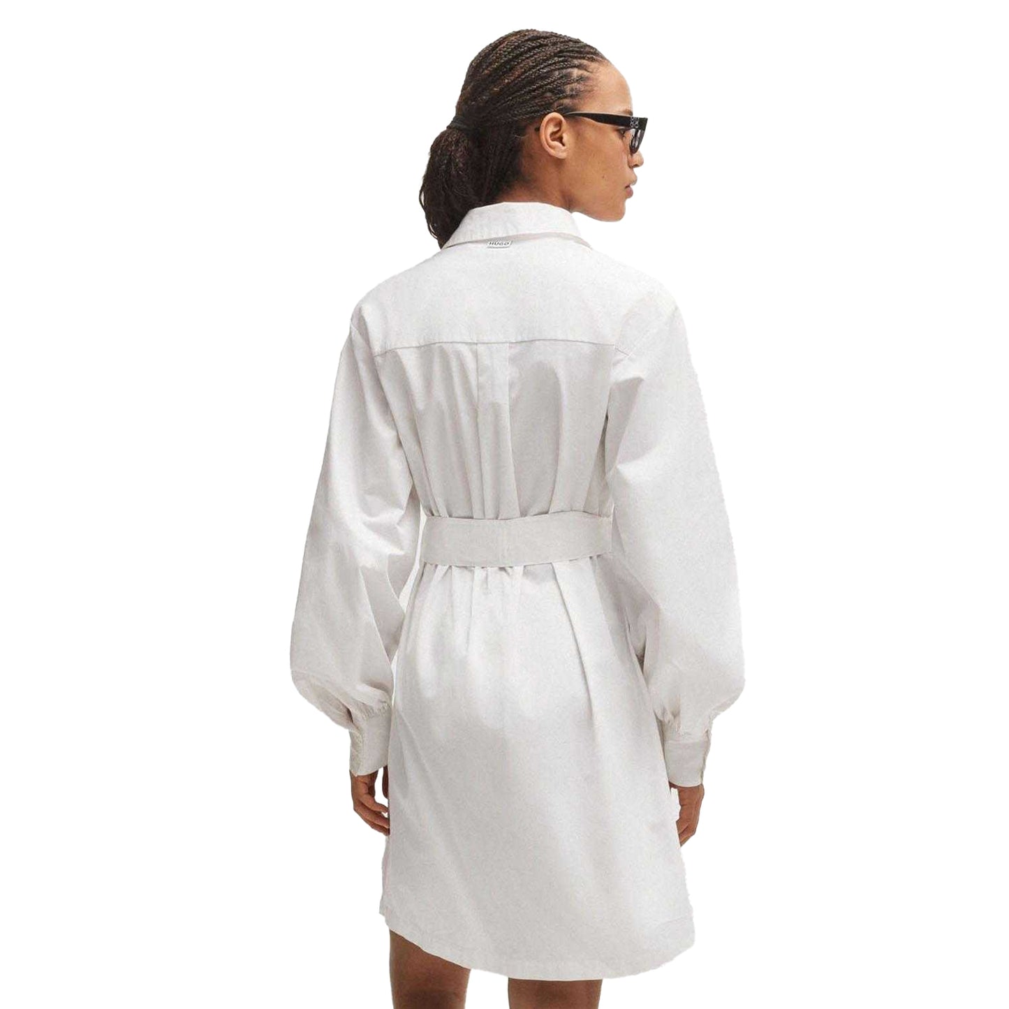 White - Back - Hugo Womens-Ladies Kaisanna Relaxed Fit Shirt Dress
