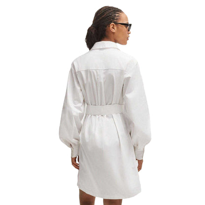 White - Back - Hugo Womens-Ladies Kaisanna Relaxed Fit Shirt Dress