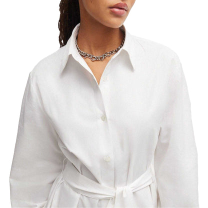 White - Lifestyle - Hugo Womens-Ladies Kaisanna Relaxed Fit Shirt Dress