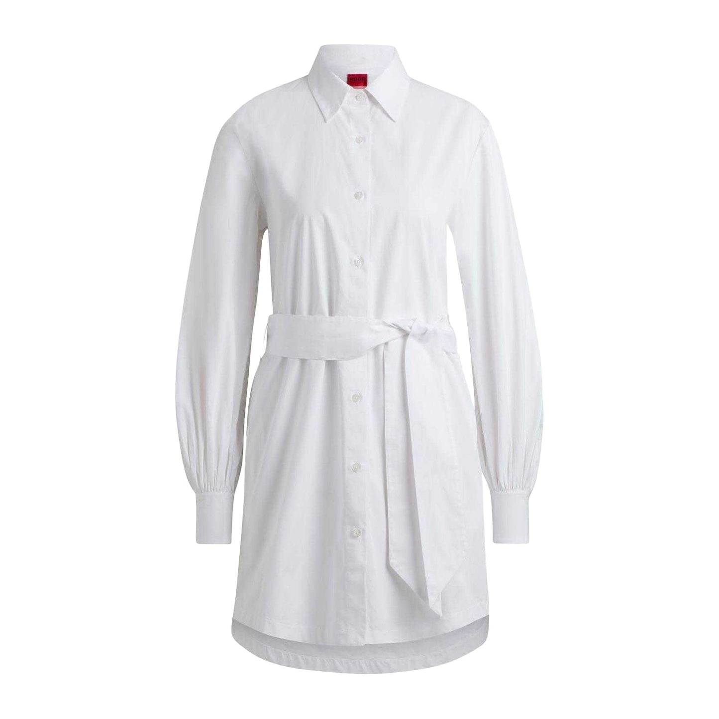 White - Front - Hugo Womens-Ladies Kaisanna Relaxed Fit Shirt Dress
