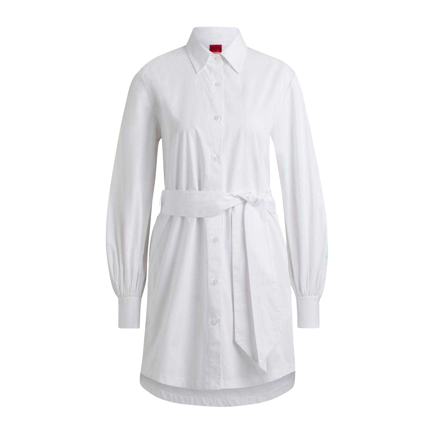 White - Front - Hugo Womens-Ladies Kaisanna Relaxed Fit Shirt Dress