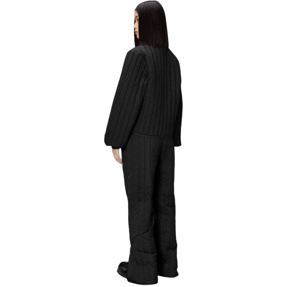 Black - Back - Rains Womens-Ladies Lightweight Short Bomber Jacket