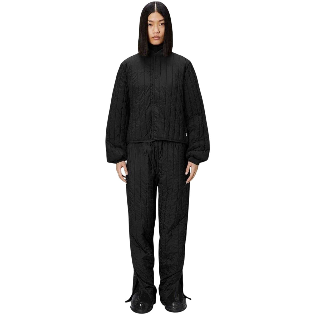 Black - Side - Rains Womens-Ladies Lightweight Short Bomber Jacket